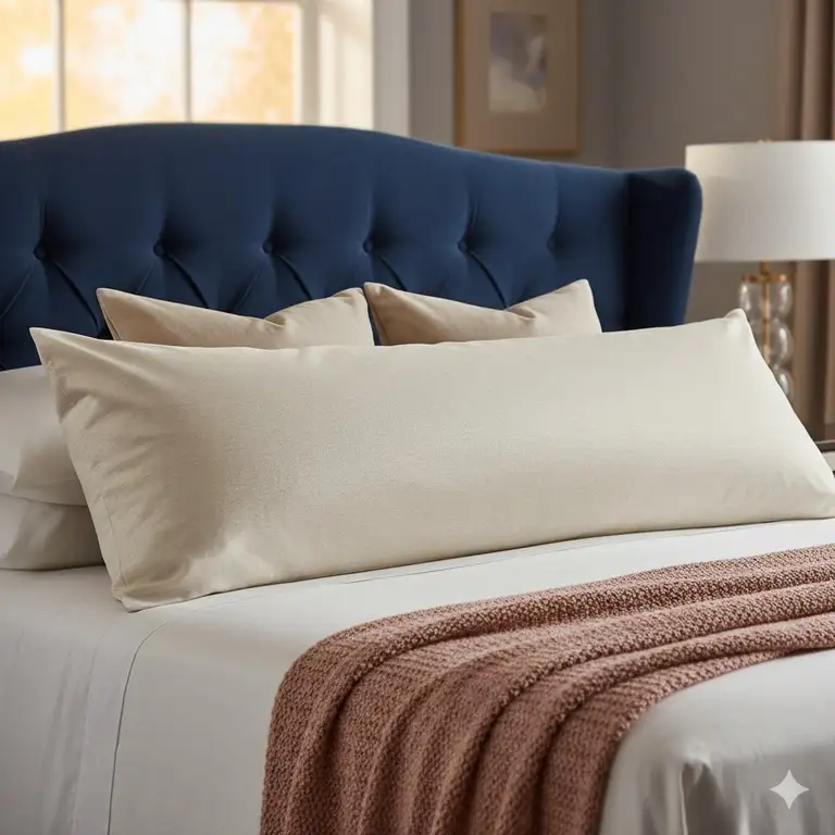 Luxury oversized pillow for king bed, showcasing its plush comfort and elegant design.
