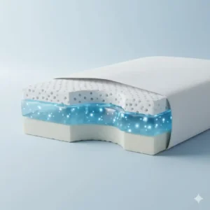 Cross-section illustration showing the internal cooling gel layer of the queen size memory foam pillow cooling.