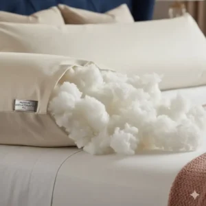 Close-up of premium fill material within an oversized pillow for king bed luxury.