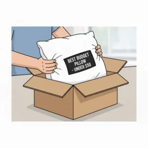 Unboxing a highly-rated standard size pillow that is priced under $50.