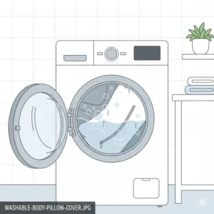 Machine-washing instruction for the removable cover of the extra long body pillow for tall people.