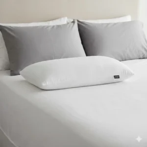 A general shot of the supportive Purple Harmony pillow on a bed, as featured in this detailed Purple Harmony pillow review.