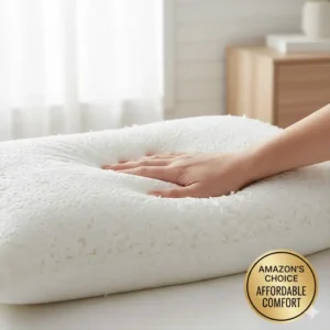 An illustration of a side sleeper resting on the best pillow under $20 on Amazon for neck support.