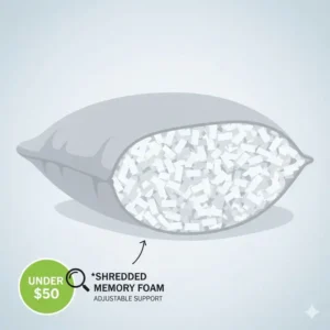 Inner layers of shredded memory foam found in the best pillow under $50 for side sleepers.