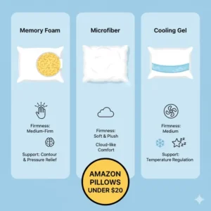 A cooling gel infused version of the best pillow under $20 on Amazon for hot sleepers.