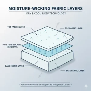 Close-up of breathable cover fabrics for our affordable cooling pillow reviews.