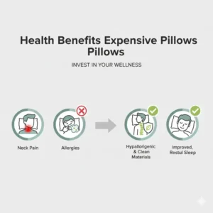 An illustration of sleep quality improvements showing a luxury pillow over $100 worth it? for better rest.