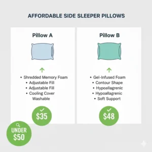 Value analysis showing the price performance of the best pillow under $50 for side sleepers.