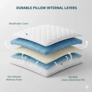 Diagram showing the internal foam and fiber layers of the best pillow for value and durability.
