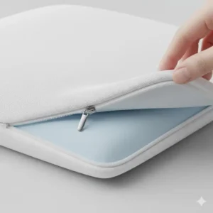 Close-up showing the zipper functionality of a cooling pillow with removable cover.