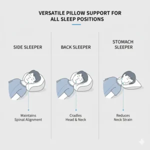 An illustration showing how the best pillow for value and durability supports all sleeping positions.