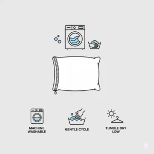 An icon representing the machine-washable feature of a cooling pillow with removable cover.