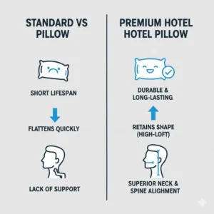 Comparison chart highlighting the benefits of choosing a premium hotel pillow for home use.