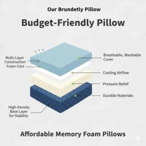 An illustration of the cooling fabric and airflow design in a budget-friendly pillow with good support.