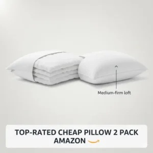 Side view of two medium-firm pillows, highlighting the thickness of this popular cheap pillow 2 pack Amazon choice.