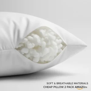 Close-up texture of microfiber filling and cotton cover used in this budget-friendly cheap pillow 2 pack Amazon set.