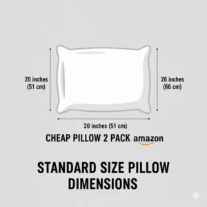Labeled diagram showing the 20x26 inch dimensions for this standard-sized cheap pillow 2 pack Amazon product.