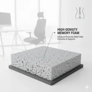 Close-up of high-density memory foam used in a pillow for office chair back support.