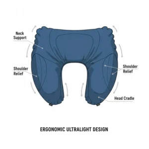 Top-down view showing the ergonomic neck support of the best camping pillow ultralight backpacking.