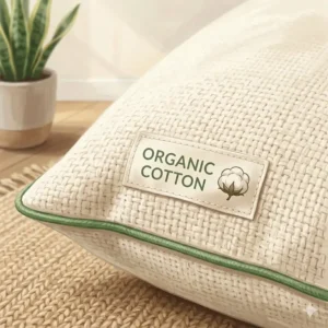 Close-up of the premium fabric texture used for this meditation pillow cushion organic cotton.