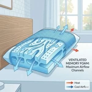 Internal view of maximum airflow channels within a cooling pillow for hot sleepers 2026