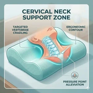 Close-up of the cervical support zone of a high-quality orthopedic pillow recommended by chiropractors.