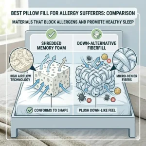 A comparison of memory foam and down-alternative fills found in the best pillow for people with allergies.