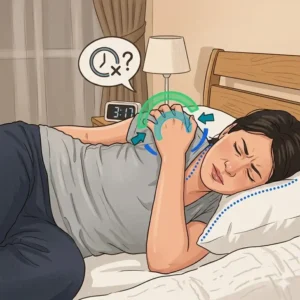 Medical illustration showing the muscles and tendons of the rotator cuff that can become compressed when sleeping on your side.