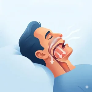 Diagram showing the effect of gravity on the tongue and throat tissues to explain why do i snore more when sleeping on back.