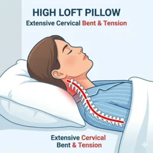 Illustration of high loft pillow strain and why does my pillow cause neck pain.