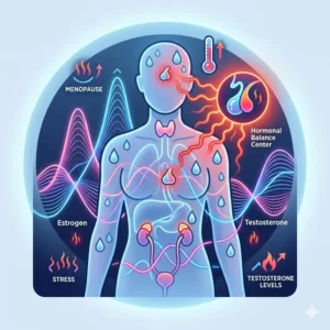 A medical graphic showing how hormonal imbalances are a reason for why do i sweat while sleeping at night.