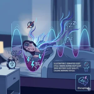 A diagram of interrupted sleep stages showing why do i wake up tired even after 8 hours despite staying in bed.