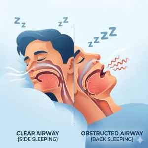 Comparative view of open vs blocked airways answering the question why do i snore more when sleeping on back.
