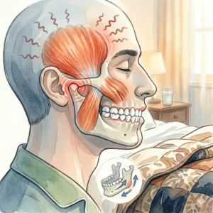 Illustration 3: Illustration of jaw tension and teeth grinding which answer the question why do i get headaches after sleeping.