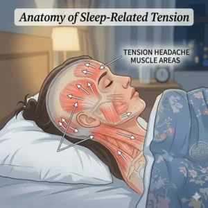 A diagram focusing on the anatomy of the neck and head muscles to show why do I feel pressure in my head when sleeping.