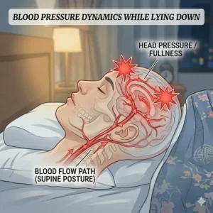 An infographic focusing on the vascular system in the brain to explain why do I feel pressure in my head when sleeping.