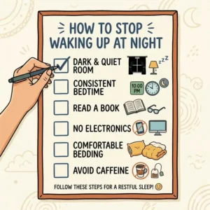 A sleep hygiene checklist designed for people wondering why do i wake up multiple times at night.
